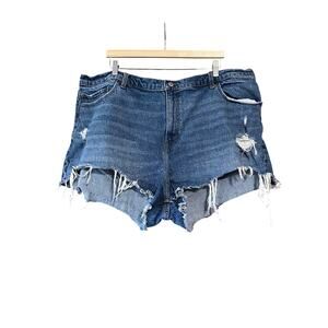 Abercrombie & Fitch Women's Curve Love The Mom Short High Rise Blue Size 36/22